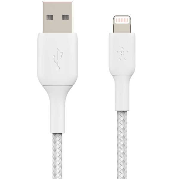 Boost↑Charge™ Braided Lightning naar USB kabel - 0,15 meter - Wit / White