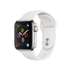 Refurbished Apple Watch Serie 4 | 40mm | Stainless Steel Silber | Weißes Sportarmband | GPS | WiFi + 4G