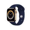Refurbished Apple Watch Serie 6 | 44mm | Stainless Steel Gold | Deep Navy Sportarmband | GPS | WiFi + 4G