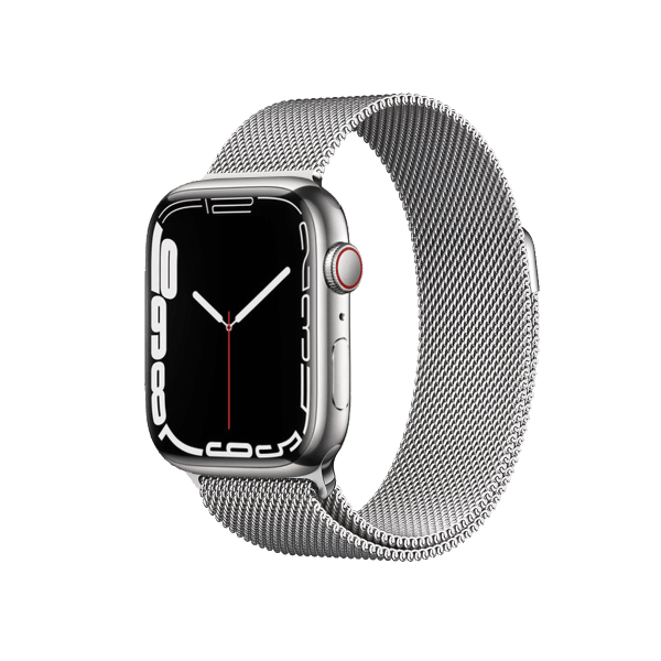 Refurbished Apple Watch Serie 7 | 41mm | Stainless Steel Silber | Silber Milanaiseband | GPS | WiFi + 4G