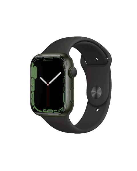 Refurbished Apple Watch Serie 7 | 45mm | Aluminium Grün | Schwarzes Sportarmband | GPS | WiFi