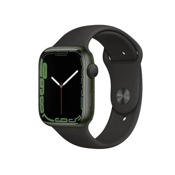 Refurbished Apple Watch Serie 7 | 45mm | Aluminium Grün | Schwarzes Sportarmband | GPS | WiFi