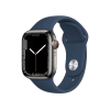 Refurbished Apple Watch Serie 7 | 41mm | Stainless Steel Graphit | Abyss Blaues Sportarmband | GPS | WiFi + 4G