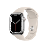 Refurbished Apple Watch Serie 7 | 41mm | Stainless Steel Silber | Starlight Weißes Sportarmband | GPS | WiFi + 4G