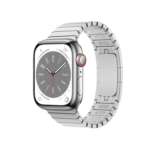 Refurbished Apple Watch Serie 8 | 41mm | Stainless Steel Silber | Silbernes Gliederarmband | GPS | WiFi + 4G